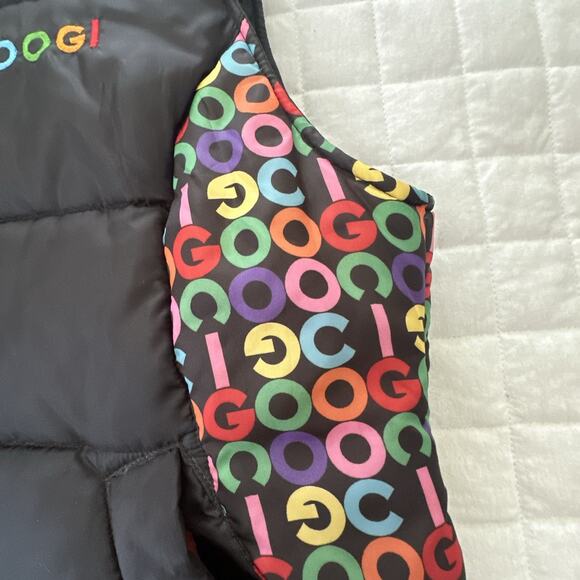 COOGI Womens Puffer Vest Large Colorful Logo Print Trim Full Zip Outdoor Retro - Picture 3 of 12